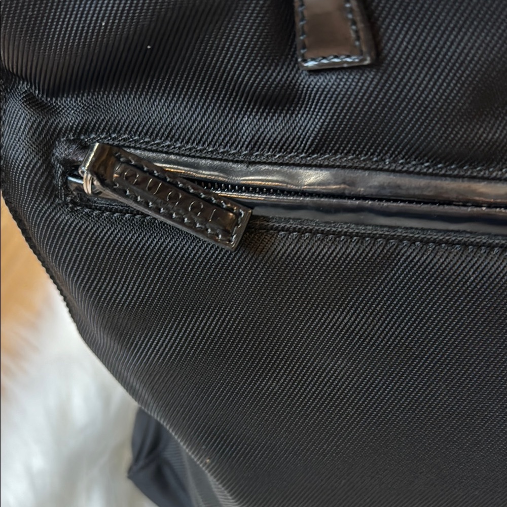 Gucci Black Nylon Tote Bag with Bamboo Handles - Picture 16 of 17
